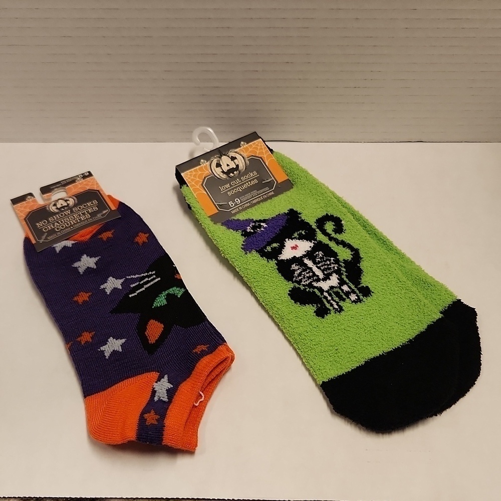 Cat Socks New Black Green Orange